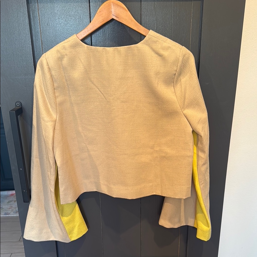 Tuckernuck Cream Boxy Crop Blouse - Picture 3 of 4